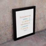 Infidu Psalm 102:28 Bible Wall Art with soft colors and marble background – Christian home decor piece. displayed on the wall in a black frame