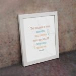 Infidu Psalm 102:28 Bible Wall Art with soft colors and marble background – Christian home decor piece. displayed on the wall in a white frame