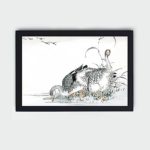 Discover the beauty of an Eastern Redshank and Pink Flower in this vintage art print by Numata Kashu,placed on the wall