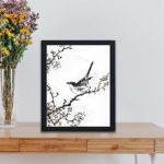 Discover the beauty of a Bush-warbler and White Plum Tree in this vintage art print by Numata Kashu,placed on the wall