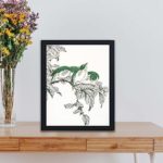 Discover the timeless beauty of a Japanese crane in this vintage art print by Mochizuki Gyokusen,placed on the wall