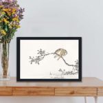 Discover the beauty of a Japanese Pied Kingfisher in this vintage art print by Numata Kashu,placed on the wall