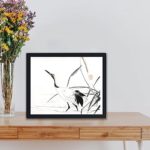 Discover the timeless beauty of a Japanese crane in this vintage art print by Mochizuki Gyokusen,placed on the wall