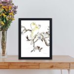 Discover the beauty of a Canary and Peach in this vintage art print by Numata Kashu,placed on the wall