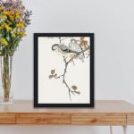 the beauty of a Siskin and Euonymus Alata in this vintage art print by Numata Kashu,placed on the wall