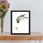 Discover the beauty of a Sparrow in this vintage art print by Numata Kashu,placed on the wall