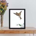 the beauty of a Japanese Water-Pipit and Viola in this vintage art print by Numata Kashu,placed on the wall