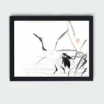 Discover the timeless beauty of a Japanese crane in this vintage art print by Mochizuki Gyokusen,placed on the wall