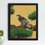 Witness the power and beauty of a Japanese eagle in this vintage art print by Kano Tanyu. "Pine and Eagle",placed on the wall