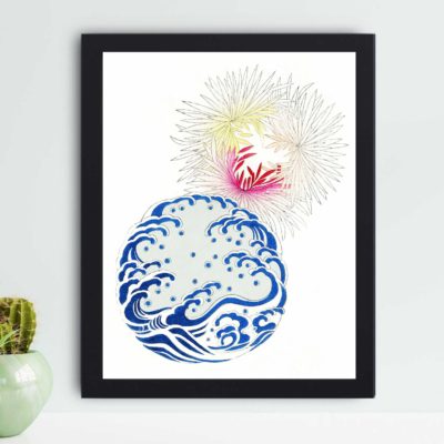 the serene beauty of nature in this vintage art print by Watanabe Seitei,placed on the wall