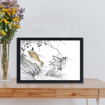 Discover the beauty of an Eastern Redshank and Pink Flower in this vintage art print by Numata Kashu,placed on the wall