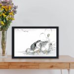 Discover the beauty of an Eastern Redshank and Pink Flower in this vintage art print by Numata Kashu,placed on the wall