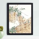 Discover the beauty of a Brown-eared Bulbul and Dioecious Holly in this vintage art print by Numata Kashu,placed on the wall