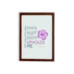 Your Right Hand Upholds Me Psalm 63:8 Christian Wall Art with bold text and floral design on a mint green background. hung on the wall in a brown frame