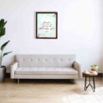 Because Your Love Is Better Than Life Psalm 63:3 Bible Verse Wall Art with soft blue background and floral accents. displayed on the wall in a brown frame