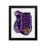 Bible wall art featuring Start With Jesus, Stay With Jesus and End With Jesus in bold and cursive fonts with bright colors on a white background. hung on the wall in a black frame