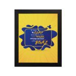 Infidu If The Plan Doesn't Work Change The Plan But Never The Goal wall art with a yellow background and dark blue design and black frame hung on the wall. inspiring decor for home offices and workspaces.