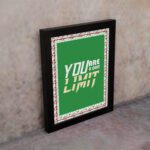 Infidu motivational quotes wall art featuring You Are Your Only Limit on a green corner with a red flower background black framed on the wall. inspire your workspace