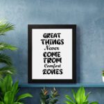 Infidu motivational quotes wall art featuring Don’t Wait For Opportunity, Create It on a white background and black frame displayed on the wall. Perfect for inspiring your workspace.