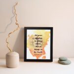 Set Your Affection on Things Above Colossians 3:2 Bible Verse Wall Art with subtle cross and watercolor background. displayed on the wall in a black frame