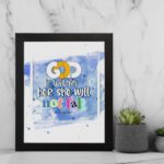 God Is Within Her She Will Not Fall Psalm 46:5 Bible Verse Wall Art with bright colors and watercolor background displayed on the wall in a black frame