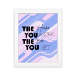 Infidu motivational quotes wall decor featuring The Harder You Work The Better You Get on a mixed white, pink, and navy blue background on the table. Perfect for inspiring your workspace.