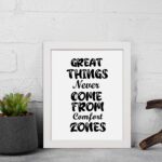 Infidu motivational quotes wall art featuring Don’t Wait For Opportunity, Create It on a white background and white frame on the wall. Perfect for inspiring your workspace.