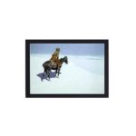 Experience the thrill of the American West with Remington's "Friends or Foes?" displayed on the wall with black frame