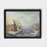 Experience the magic of winter with this enchanting art print featuring ice skating fun by Dietzsch and Agricola. mounted on the wall