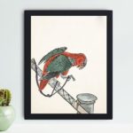 Experience the beauty of nature with this Numata Kashu macaw art print,framed and placed on the wall