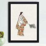 Immerse yourself in Japanese culture with our "Actor in the No Play Hanjo" print,mounted on the wall