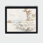 Discover the tranquil beauty of a Kono Bairei landscape,mounted on the wall