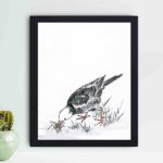 Discover the beauty of a Brown-eared Bulbul in this vintage art print by Numata Kashu,placed on the wall