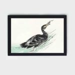 Discover the beauty of a Temminck's Cormorant in this vintage art print by Numata Kashu,placed on the wall