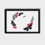 Experience the beauty of Japanese art with this Kamisaka Sekka butterfly woodblock print,framed and placed on the wall