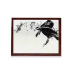 this exquisite vintage art print of Japanese crows perched on a branch by Watanabe Seitei,placed on the wall