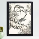 Add the harmony of nature with this Japanese Willow Tit and Pine Tree art print by Numata Kashu,hung on the wall