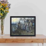 This vintage art print of "Field Preaching" by Richard Roland Holst,displayed on a table with black frame