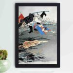 Experience the intensity of the Sino-Japanese War with this vintage art print,mounted on the wall