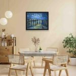 This vintage canvas print captures the magic of the 1888 masterpiece,hung on a yellow background wall