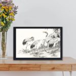 harmony of nature with this Japanese Crane and Bamboo art print by Numata Kashu,kept on a table