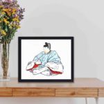 Discover the power and influence of a Shogun in this vintage art print by Kono Bairei,placed on the wall