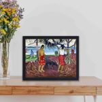 VIntage art print of Paul Gauguin's "Under the Pandanus." kept on a table