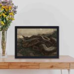 Experience the allure of the jungle with Kaa the python art print,kept on a table