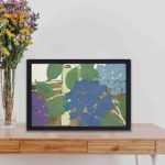 Experience the beauty of hydrangeas with this Kamisaka Sekka art print,hung on the wall