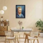 Bring Van Gogh's iconic "Self-Portrait" (1887) home with this vintage art print, displayed on a yellow wall