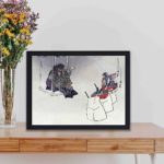 drama of Noh theater with this Kogyo Tsukioka "Tsuchigumo" art print,displayed on a table