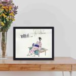 Experience the beauty of youthful dreams with Ogata Gekko's "Dreaming of Marriage" art print,Placed on a table