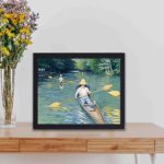 Bring the serene beauty of the water into your home with Caillebotte's "Skiffs."displayed on a table