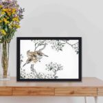 Discover the beauty of a Temminck's Cormorant in this vintage art print by Numata Kashu,placed on the wall